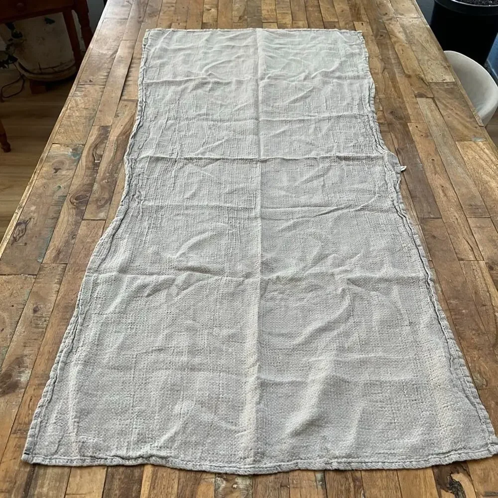 Thing Stories Bath Towel Natural Linen Light Gray Waffle Bath Towel 53 x 24